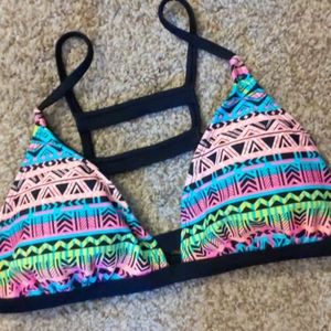 Colorful Tribal Pattern Bikini Top, Swimsuit  . Size M